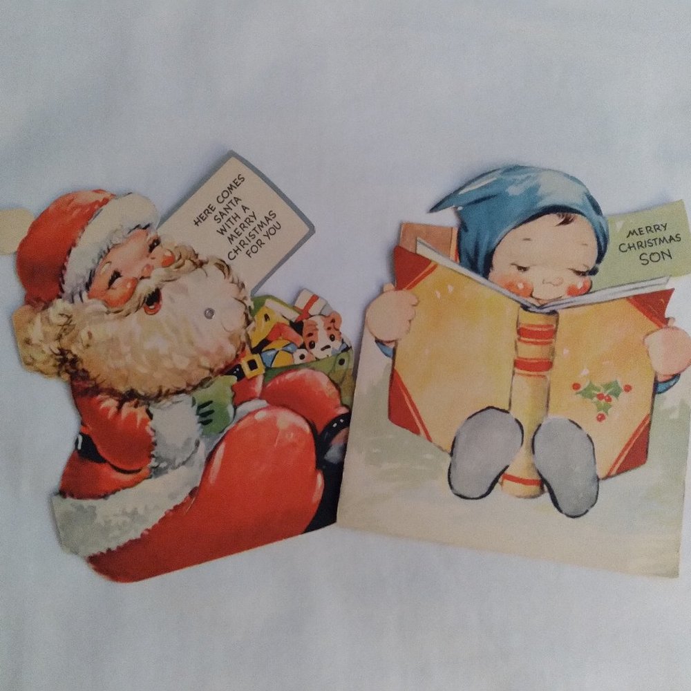 Two Vintage UNUSED Christmas Cards WIth Beautiful Graphics!